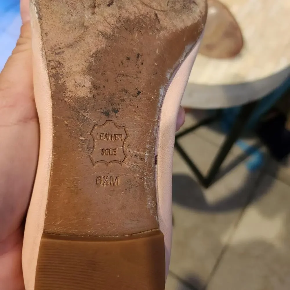 Tory Burch pink leather Jolie cap-toe ballet flats